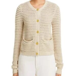 Rag & Bone Marlee Cardigan Waffle Open Stitch XS Turtledove Beige Tan Sweater